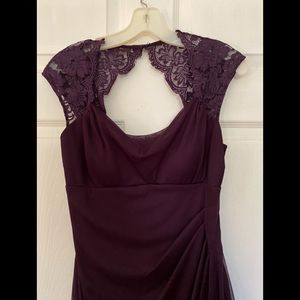 Women’s purple lace cap sleeve dress and shawl